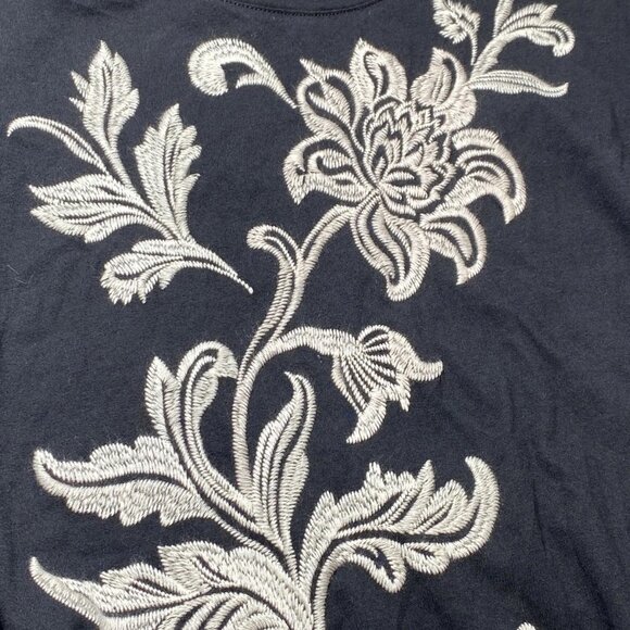 Johnny Was Floral Embroidered Knit T-Shirt Midi Dress – Size L - Picture 5 of 10